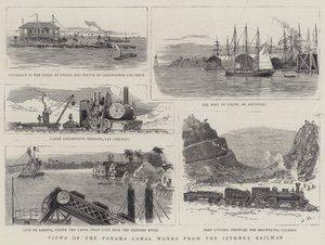 Udsigt over Panama Canal Works fra Isthmus Railway
